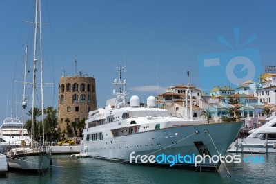 View Of The Harbour At Puerto Banus Stock Photo