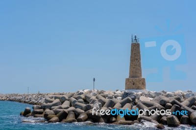 View Of The Lighthouse At Porto Banus Stock Photo