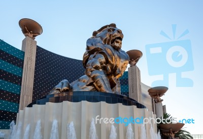 View Of The Mgm Lion In Las Vegas Stock Photo