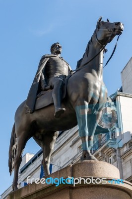 View Of The Statue Of Wellington At The Royal Exchange In London… Stock Photo