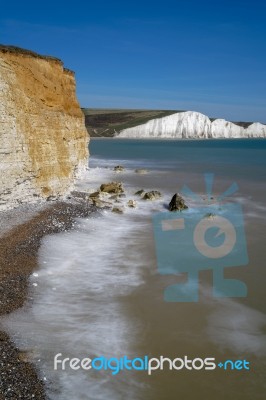 View Of The Sussex Coastline From Hope Gap Stock Photo
