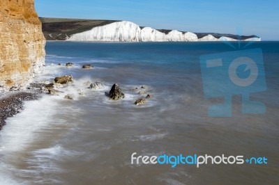 View Of The Sussex Coastline From Hope Gap Stock Photo