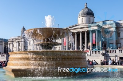 View Of Trafalgar Square In London Stock Photo
