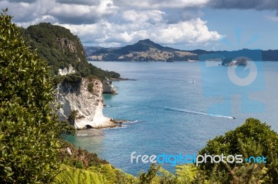 View Towards Cathedral Cove Stock Photo