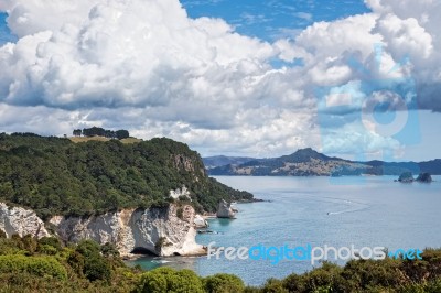 View Towards Cathedral Cove Stock Photo