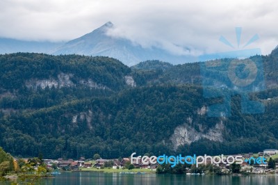 Village By The Lungerersee Obwalden Switzerland Stock Photo