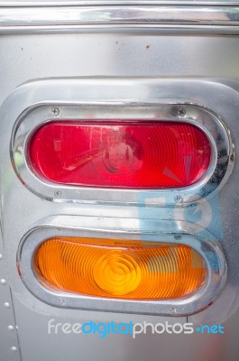 Vintage Auto Rear Tail Light Bulb And Lens Detail Stock Photo