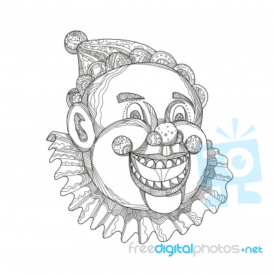 Vintage Circus Clown Head Doodle Stock Image
