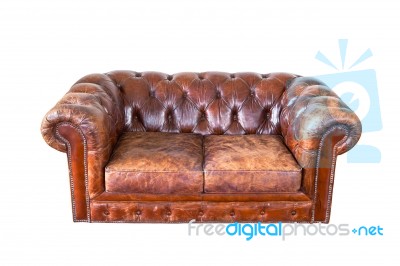 Vintage Classic Brown Grunge Leather Chair Sofa Stock Photo
