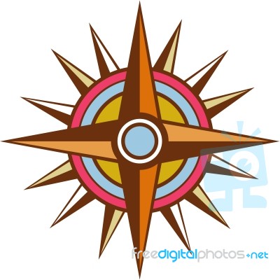 Vintage Compass Star Isolated Retro Stock Image