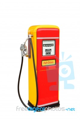 Vintage Gasoline Fuel Pump ,clipping Path Stock Photo