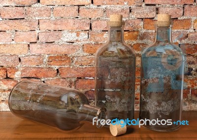 Vintage Glass Bottles Stock Image