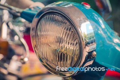 Vintage Motorcycle Headlight Stock Photo
