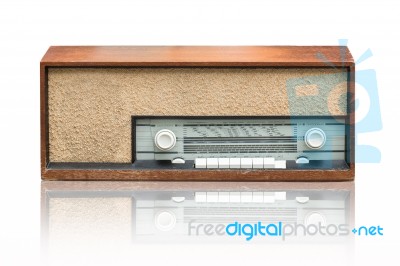Vintage Radio On The White Stock Photo