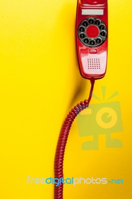 Vintage Red Phone Stock Photo