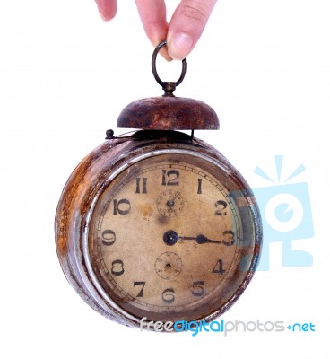 Vintage Rusty Alarm Clock Stock Photo