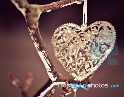 Vintage Style Carved Hear Stock Photo Vintage Style Carved Hear Stock Photo