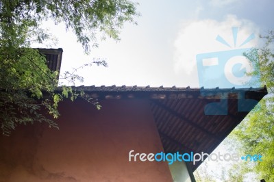Vintage Styled Of Wooden Roof Top House Stock Photo