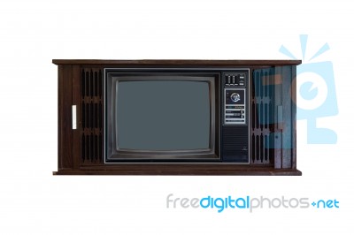 Vintage Television Or Old Retro Tv On Isolated White Background Stock Photo