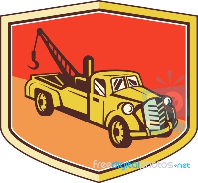 Vintage Tow Truck Wrecker Shield Retro Stock Image