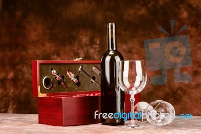 Vintage Wine Case Stock Photo