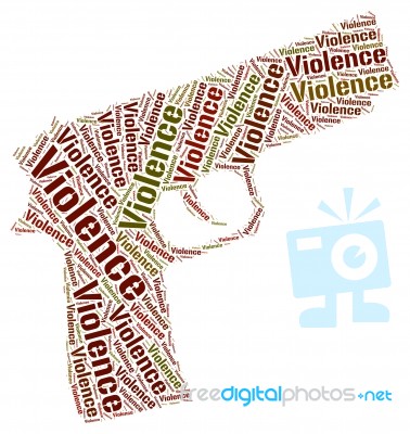 Violence Word Indicates Brute Force And Brutality Stock Image