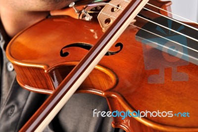 Violin Is In The Hands Stock Photo