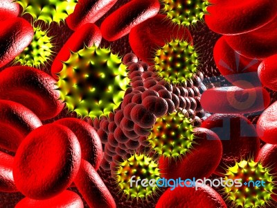 Virus And Blood Cells  Stock Image