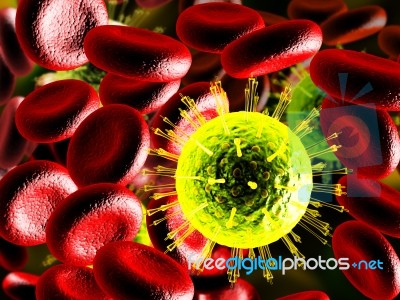 Virus And Blood Cells  Stock Image