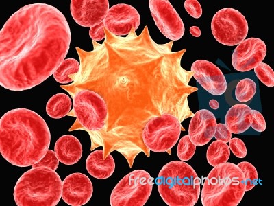 Virus Cell And Blood Cell Stock Image