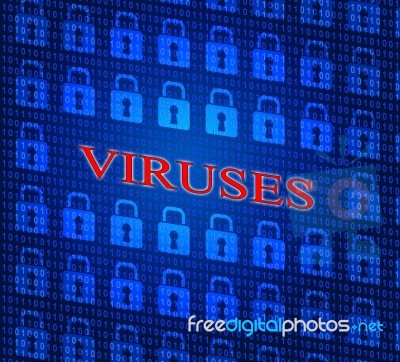 Virus Security Represents World Wide Web And Protected Stock Image