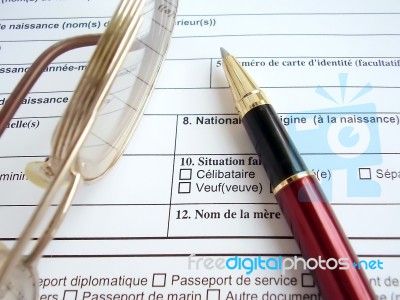 Visa Application Form Stock Photo