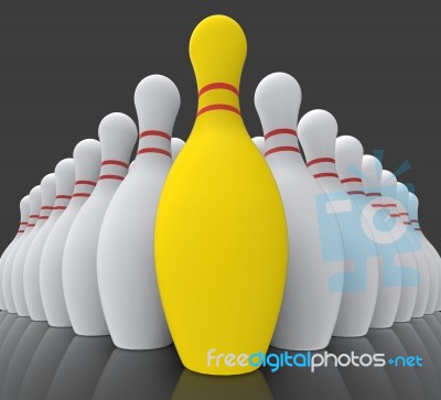 Vision Bowling Skittles Showing Achieving Stock Image