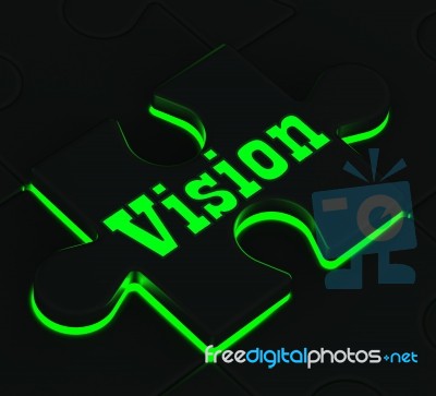 Vision Puzzle Shows Future Missions Stock Image