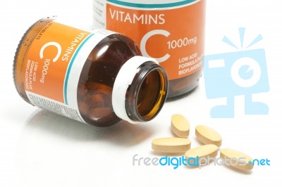 Vitamin C Pills Stock Photo
