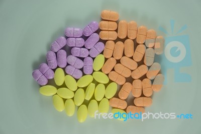 Vitamin C Tablets. Selective Focus Stock Photo