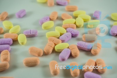 Vitamin C Tablets. Selective Focus Stock Photo