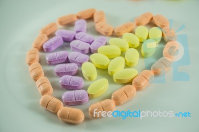 Vitamin C Tablets. Selective Focus Stock Photo