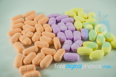 Vitamin C Tablets. Selective Focus Stock Photo