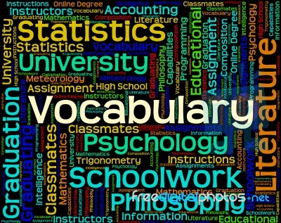 Vocabulary Word Means Spelling Glossary And Text Stock Image