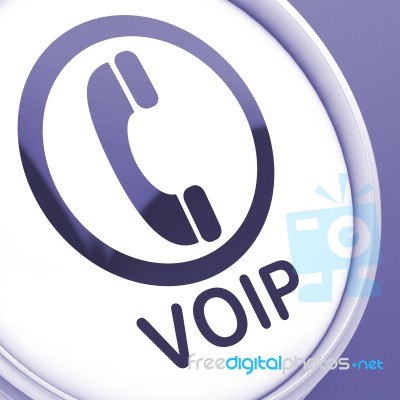 Voip Button Means Voice Over Internet Protocol Or Broadband Tele… Stock Image
