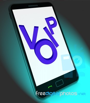 Voip On Mobile Shows Voice Over Internet Protocol Or Ip Telephon… Stock Image