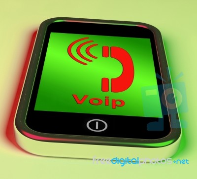 Voip On Phone Shows Voice Over Internet Protocol Or Ip Telephony… Stock Image