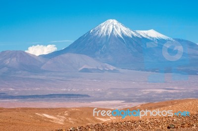 Volcanoes Licancabur And Juriques, Atacama, Chile Stock Photo