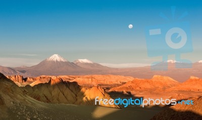Volcanoes Licancabur And Juriques, Cordillera De La Sal, Atacama… Stock Photo