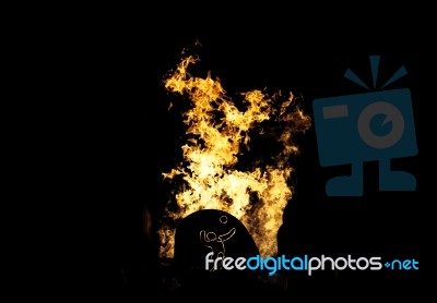 Volleyball Player With Flames Stock Photo