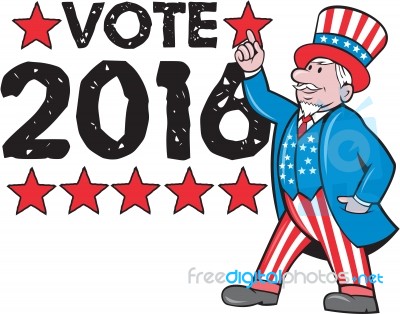 Vote 2016 Uncle Sam Hand Pointing Up Retro Stock Image