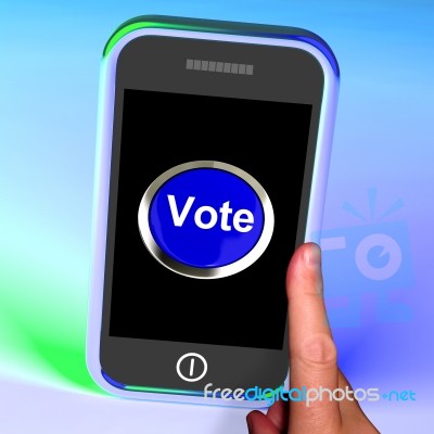 Vote Button On Mobile Screen Stock Image