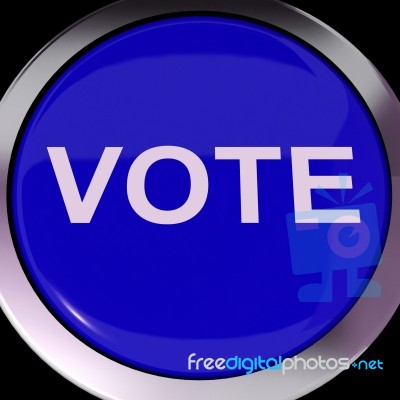 Vote Button Shows Options Voting Or Choice Stock Image