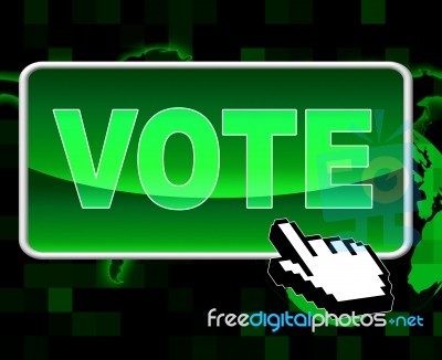 Vote Button Shows World Wide Web And Decisions Stock Image